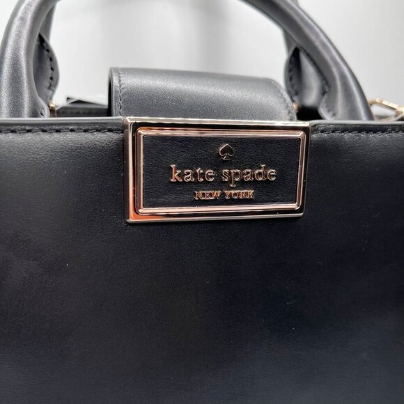 NWT KATE SPADE REEGAN SMOOTH LEATHER SATCHEL BAG IN BLACK - 0S - Picture 6 of 13